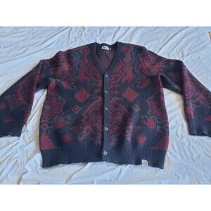 Carhartt WIP Verse Cardigan Blue Red Aztec Geometric Design Mens XL